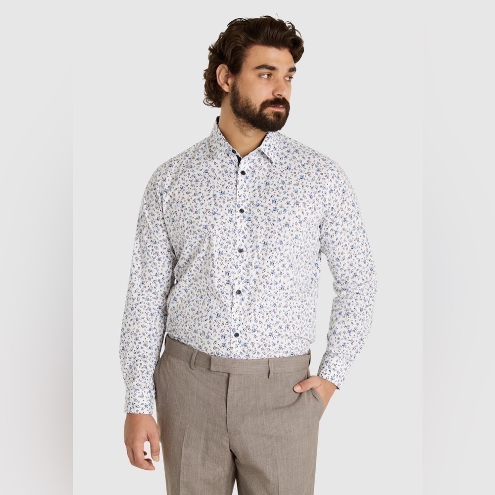Johnny Bigg BLUE LEWIS FLORAL STRETCH SHIRT NEW XXL NEW Business Casual